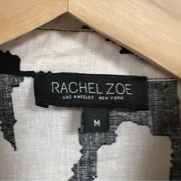 Rachel Zoe linen long sleeve blend tie front Sz M - Picture 4 of 7